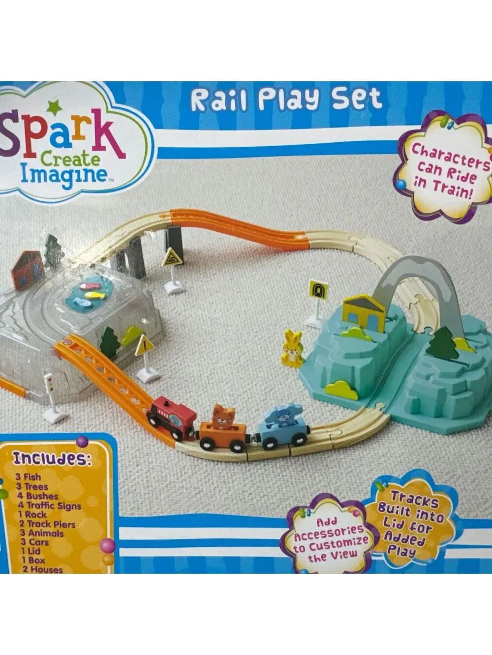 Spark Create Imagine Wooden Train & Rail Play Set